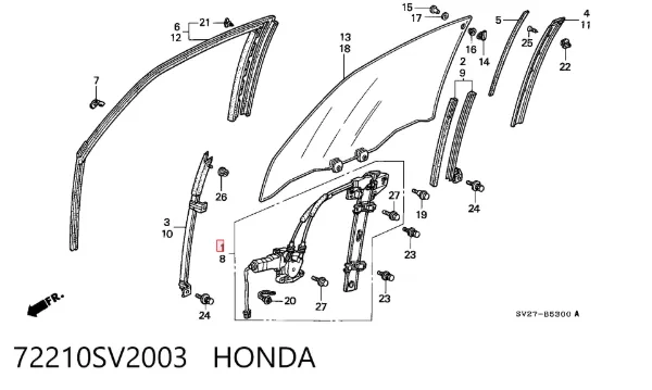Стеклоподъемник передней правой двери Honda Accord V