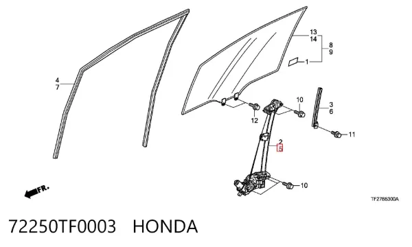 Стеклоподъемник передней левой двери 72250TF0003 Honda