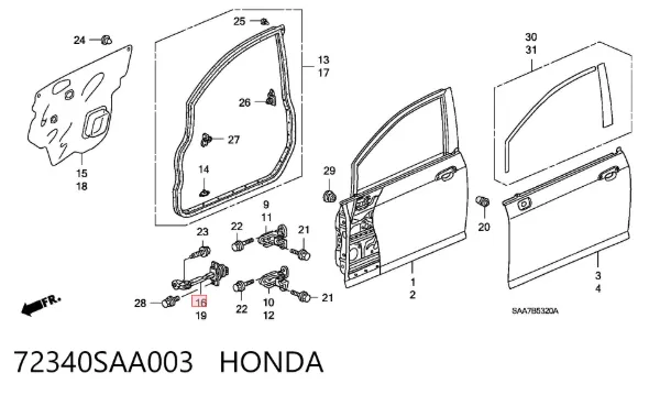  72340SAA003 Honda
