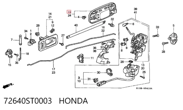 Ручка двери задней наружная правая 72640ST0003 Honda