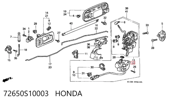 Замок двери задней левой 72650S10003 Honda