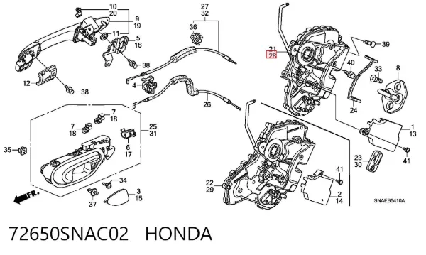 Замок двери задней левой 72650SNAC02 Honda