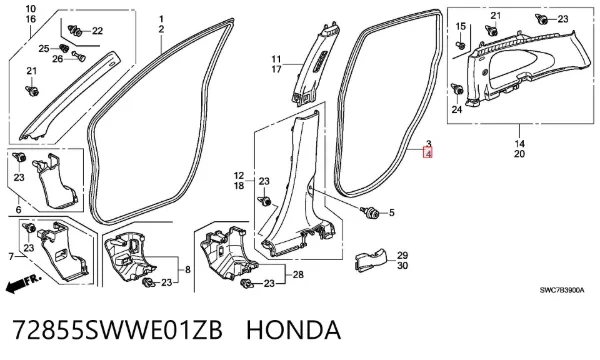  72855SWWE01ZB Honda