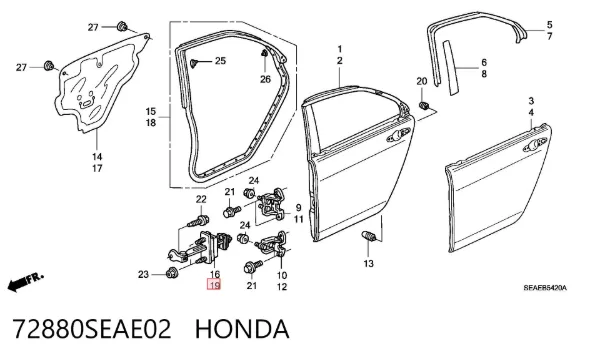 Ограничитель открывания двери задний левый 72880SEAE02 Honda
