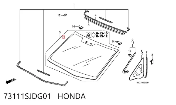 Лобовое стекло 73111SJDG01 Honda