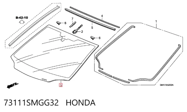 Лобовое стекло 73111SMGG32 Honda