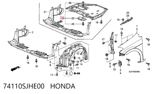 Защита двигателя 74110SJHE00 Honda