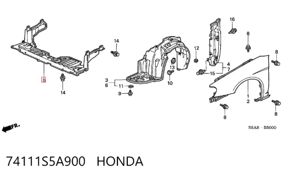 Защита двигателя передняя 74111S5A900 Honda