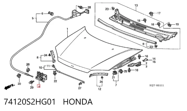 Замок капота Honda HR-V GH