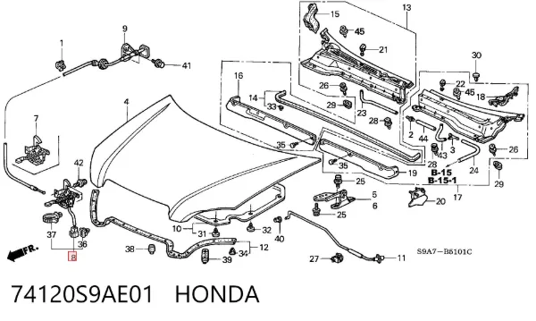 Замок капота 74120S9AE01 Honda
