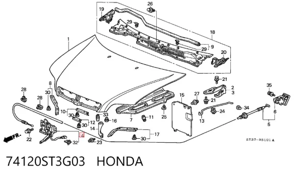 Замок капота 74120ST3G03 Honda