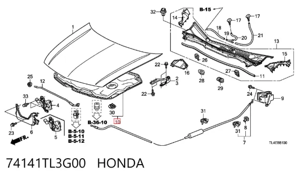 Шумоизоляция капота 74141TL3G00 Honda