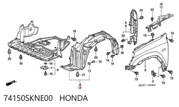 Подкрылок передний левый 74150SKNE00 Honda