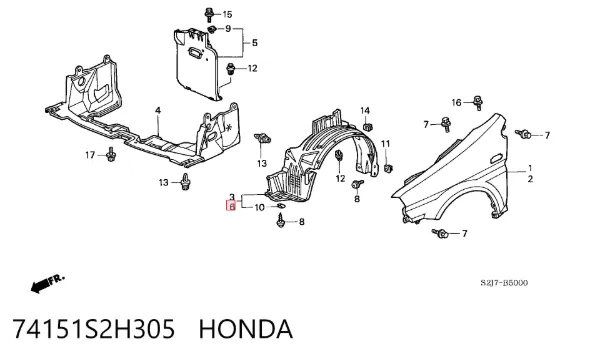 Подкрылок передний левый 74151S2H305 Honda