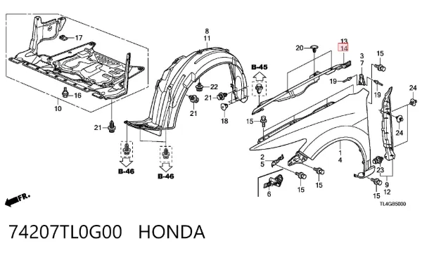  74207TL0G00 Honda