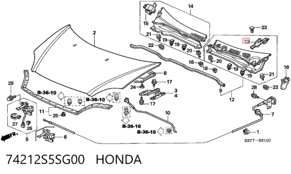  74212S5SG00 Honda