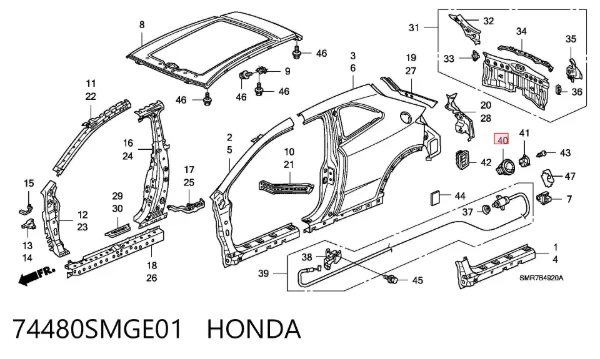 Лючок бензобака 74480SMGE01 Honda