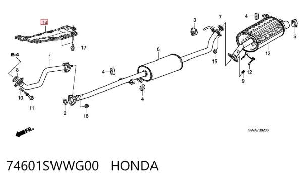 Защита выхлопной системы 74601SWWG00 Honda