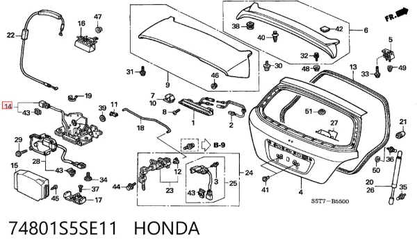  74801S5SE11 Honda