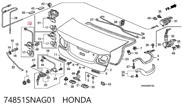 Замок багажника 74851SNAG01 Honda