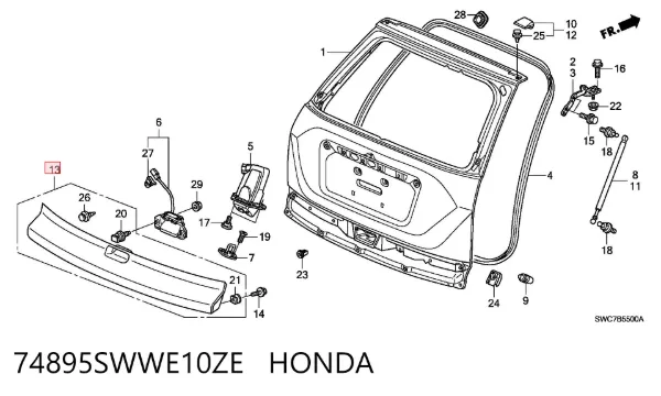  74895SWWE10ZE Honda