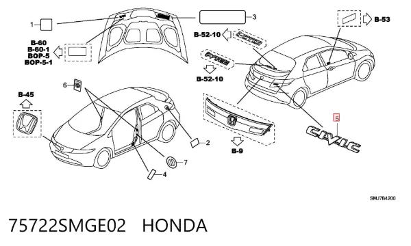  75722SMGE02 Honda