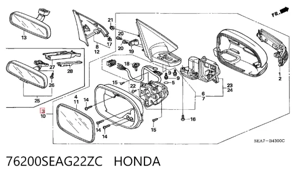 Правое зеркало 76200SEAG22ZC Honda