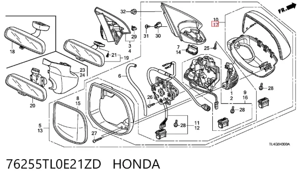  76255TL0E21ZD Honda