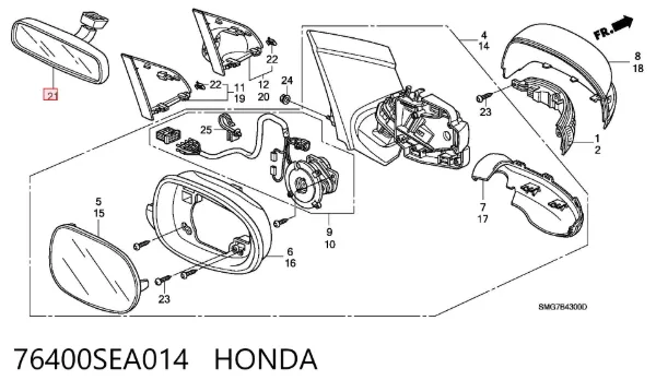 Зеркало заднего вида 76400SEA014 Honda