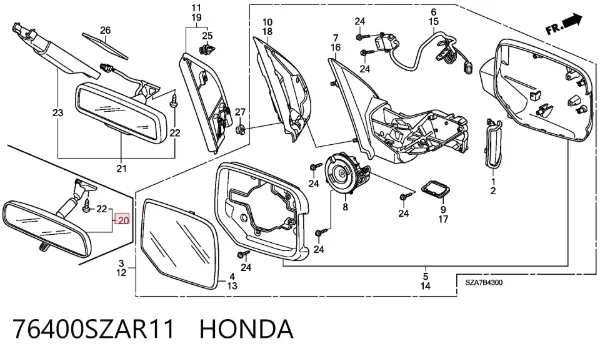 Зеркало заднего вида Honda Civic X