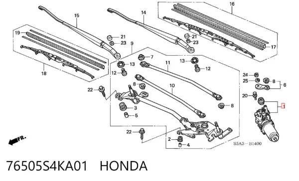 Мотор дворников 76505S4KA01 Honda