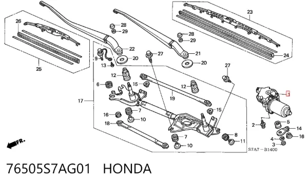 Мотор дворников 76505S7AG01 Honda