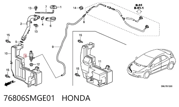 Моторчик омывателя 76806SMGE01 Honda