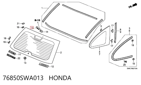 Форсунка омывателя заднего стекла 76850SWA013 Honda