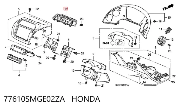  77610SMGE02ZA Honda