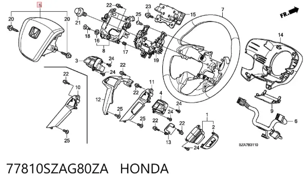 Подушка безопасности водителя 77810SZAG80ZA Honda
