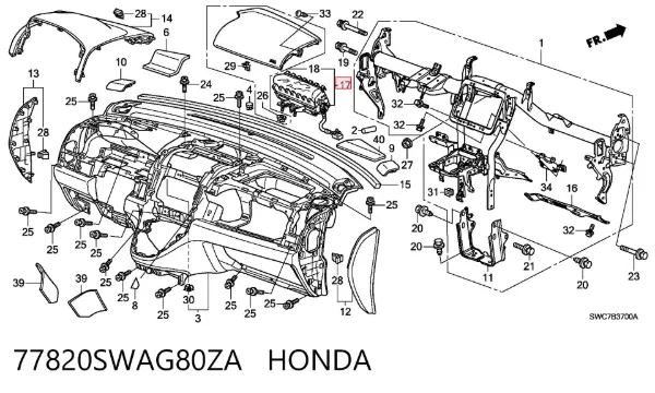 Подушка безопасности пассажира 77820SWAG80ZA Honda