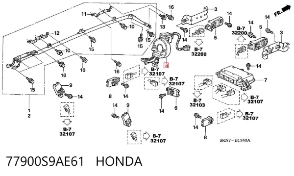 Шлейф руля 77900S9AE61 Honda
