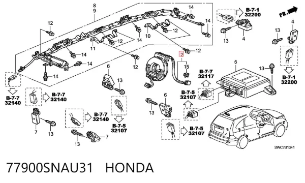 Шлейф руля 77900SNAU31 Honda