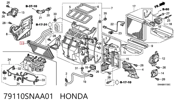 Радиатор печки 79110SNAA01 Honda
