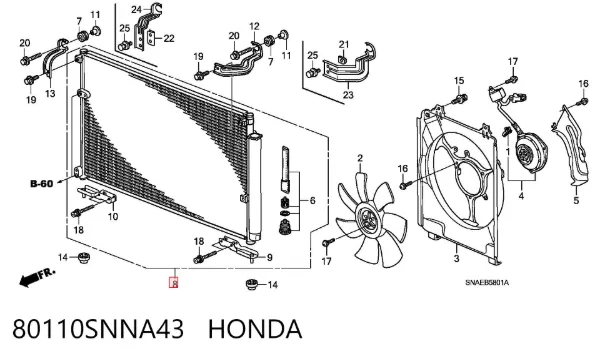Радиатор кондиционера 80110SNNA43 Honda