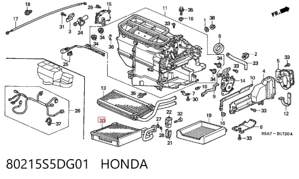 Испаритель кондиционера 80215S5DG01 Honda