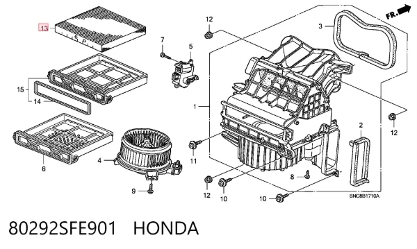 Фильтр салона 80292SFE901 Honda
