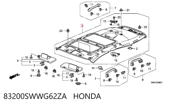 Обивка крыши (потолок) 83200SWWG62ZA Honda