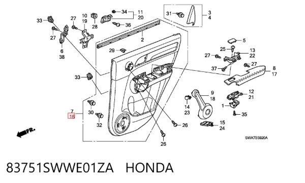  83751SWWE01ZA Honda