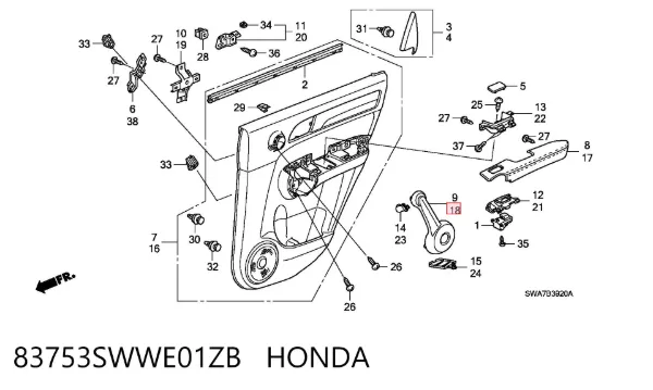  83753SWWE01ZB Honda