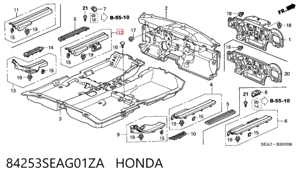 Накладка дверного порога внутренняя передняя левая 84253SEAG01ZA Honda
