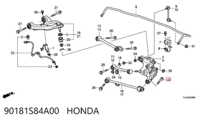 Болт крепления заднего нижнего рычага HONDA 90181S84A00