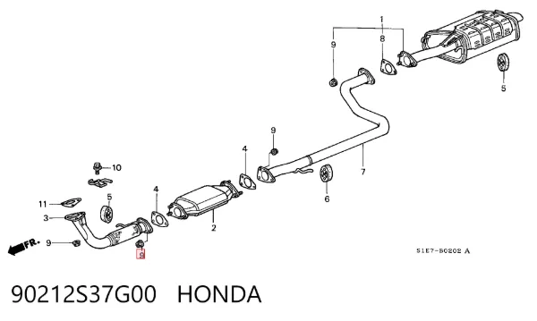 Гайка крепления приемной трубы глушителя (штанов) 90212S37G00 Honda