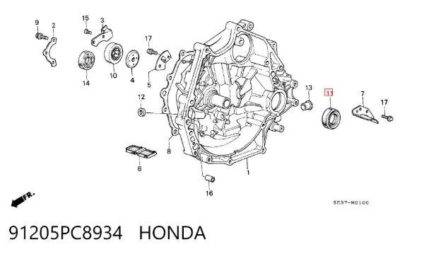 Левый сальник полуоси 91205PC8934 Honda